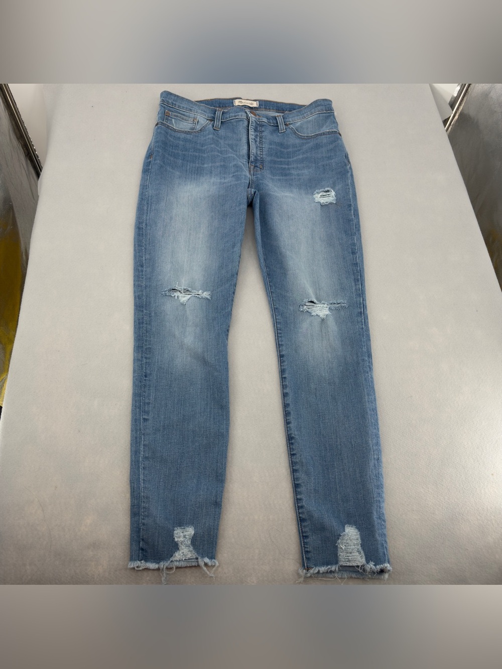 Madewell 9" High Rise Medium Wash Distressed Skinny Jeans Sz 31 Womens
